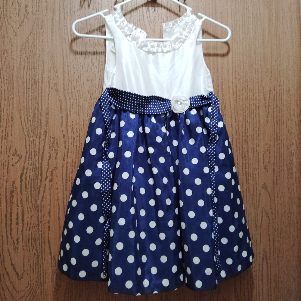 American Princess Navy and White Polka Dot Dress